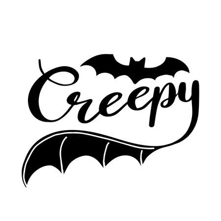 Creepy lettering and bat. vector illustration for halloween and print screen on t-shirt.のイラスト素材