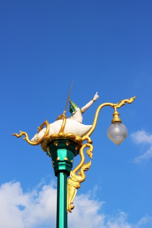 Thai lighting post with angel statueの写真素材