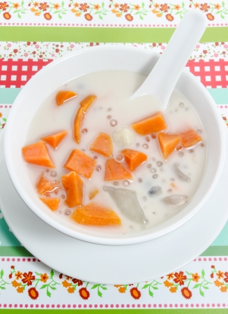 Thai dessert, mixed vegetables in coconut milkの写真素材