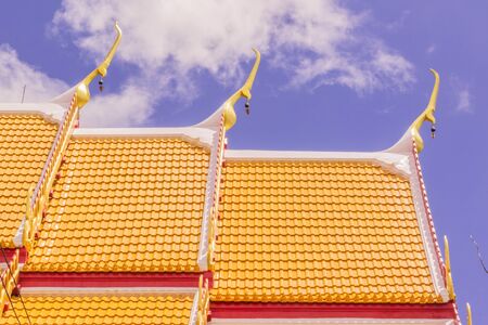 Roof of Thai Buddhist Church, Phuket, Thailandの写真素材