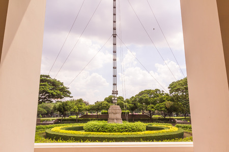 Bangkok, Thailand - June 5, 2016: A main traffic circle in Chulalongkorn university with opening door framingのeditorial素材