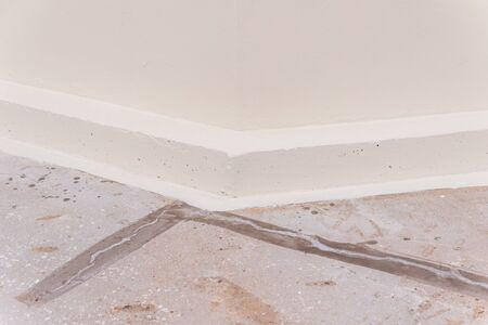 Construction details : concrete curb at bottom of wall for stop leakingの写真素材