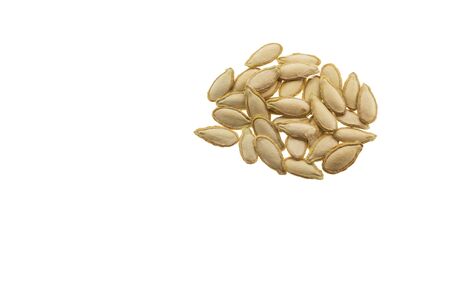 Pumpkin seeds isolated on a white backgroundの写真素材