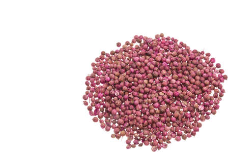 Group of coriander seeds isolated on white background.の写真素材