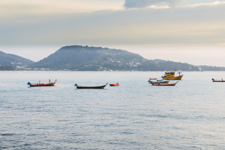 Patong beach on twilight cloudy, Phuket, Thailand. It is well-known destination for tourists all over the world.のeditorial素材