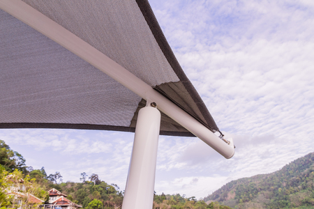 Construction details : Roof canvas corner with steel structureの写真素材