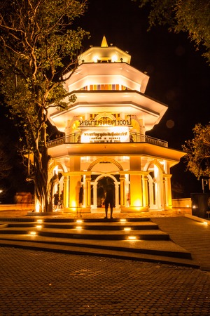 Phuket, Thailand - April 14, 2015 : Phuket Memorial hall at "Kao Rang" hill in the night time, Phuket, Thailandのeditorial素材