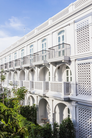 Phuket, Thailand - April 19, 2017: The Little Nyonya Hotel, the beautiful Sino-Portuguese style hotel. It is the unique destination for many tourists.のeditorial素材