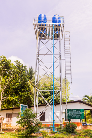 Phuket, Thailand - Apr 1, 2018: Local steel water tank tower, by the government,  in the rural area of Thailandのeditorial素材