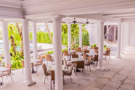 Phuket, Thailand - April 19, 2017: The Little Nyonya Hotel, the beautiful Sino-Portuguese style hotel. It is the unique destination for many tourists.のeditorial素材