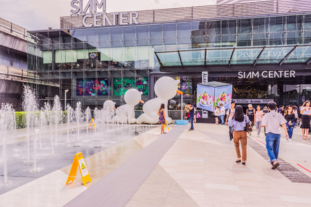Bangkok, Thailand - July 8, 2017: Crowd of people is walking in front of "Siam Center" the world-class shopping center of Thailand. It is the well-known destination for tourists over the world.のeditorial素材