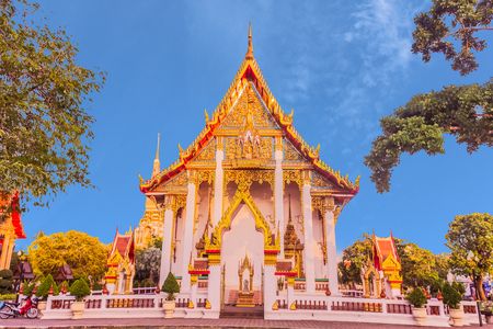 Thai Buddhist church of Chalong temple, Phuket, Thailand. It is the famous destination for tourists over the worldの写真素材