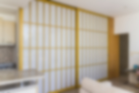 Abstract blur living room interior with Japanese style doorの写真素材