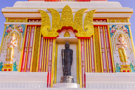 Closeup view of Thai Buddhist pagoda at Doi Thepnimit temple on Patong hilltop.の写真素材