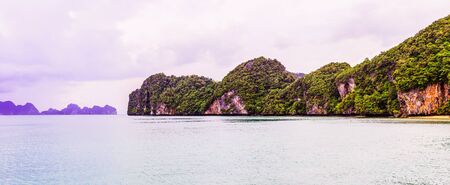 Panorama view of a very beautiful mountain called "Tukonnee" at Yao Noi Islands, Phang-Nga province, South of Thailand.の写真素材