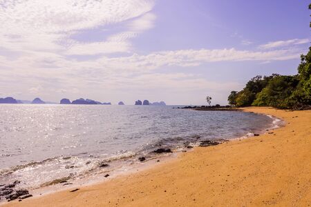 The beautiful and calm beach on shinty day, Yao Noi Islands, Phang Nga province, South of Thailand.の写真素材