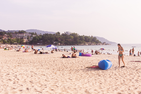 Phuket, Thailand - Mar 15, 2018 : "Kata Noi" beach, Phuket, Thailand. It is one of the most beautiful beach in Thailand.のeditorial素材