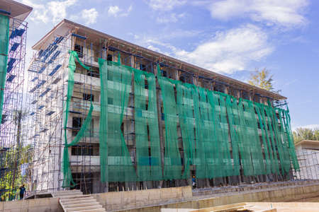 The unfinished high-rise building designed and constructed by load-bearing wall concept.の写真素材