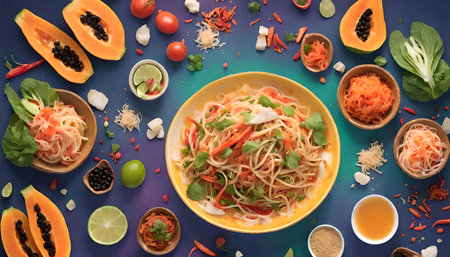 Immerse yourself in the vibrant flavors of Thailand with Papaya Salad Fiesta. This zesty delight...