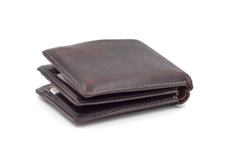 Brown wallet isolated on white background.
