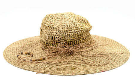 Straw hat isolated on a white backgroundの写真素材