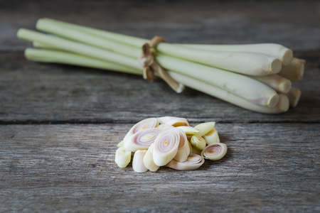 Lemon grass slice on wooden background.の写真素材