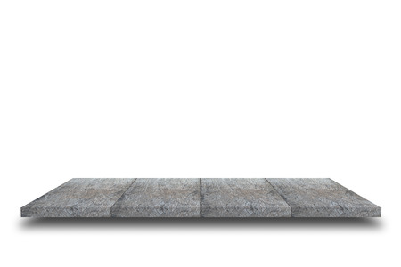 Empty top view of wooden table isolated on white background, For display of product.の写真素材