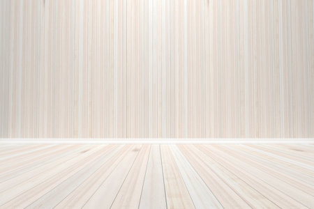Empty interior room with wooden wall and floor, For display of your product. 3D render image.の写真素材