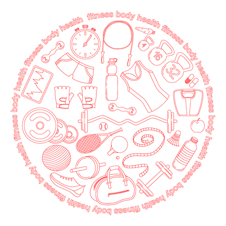 Set of cartoon sport things in doodle styleのイラスト素材