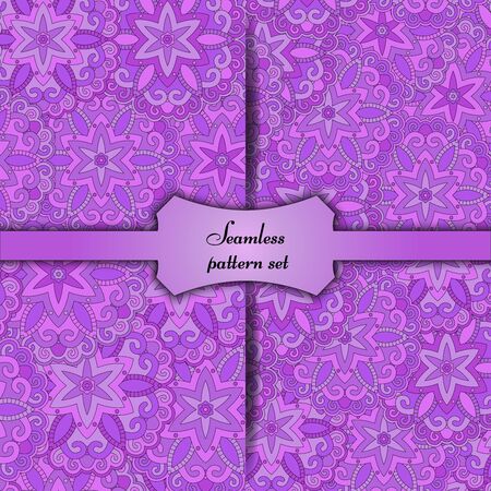 Mandala seamless patterns set. Decorative elements. Islam, Arabic, Indian ottoman motifsのイラスト素材