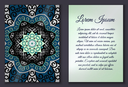 Card set with mandala ornament. Can be used for invitation and greetings.islam, arabic, indian motif.のイラスト素材