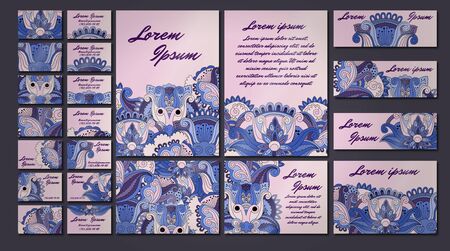 colorful greeting invitation card illustration set. Flower vector design concept collectionのイラスト素材