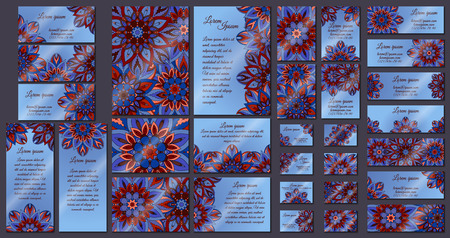 Business card collection. Vintage mandala decorative elements. Hand drawn background. Islam, Arabic, Indian, ottoman motifsのイラスト素材