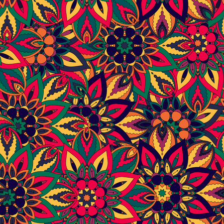 Seamless pattern. Vintage decorative elements. Hand drawn background. Islam, Arabic, Indian, ottoman motifs. Perfect for printing on fabric or paper.のイラスト素材