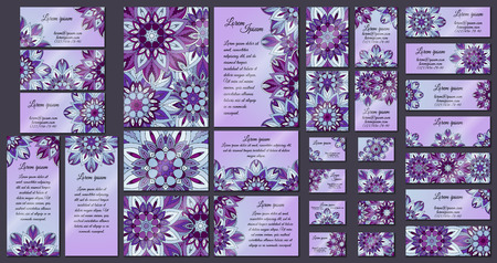 Business card collection. Vintage mandala decorative elements. Hand drawn background. Islam, Arabic, Indian, ottoman motifsのイラスト素材