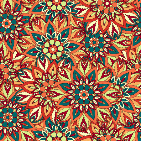 Seamless pattern. Vintage decorative elements. Hand drawn background. Islam, Arabic, Indian, ottoman motifs. Perfect for printing on fabric or paper.のイラスト素材