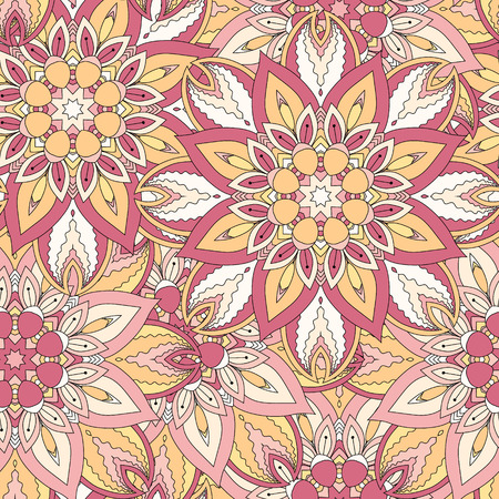 Seamless pattern. Vintage decorative elements. Hand drawn background. Islam, Arabic, Indian, ottoman motifs. Perfect for printing on fabric or paper.の写真素材