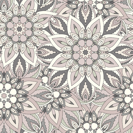 Seamless pattern. Vintage decorative elements. Hand drawn background. Islam, Arabic, Indian, ottoman motifs. Perfect for printing on fabric or paper.のイラスト素材