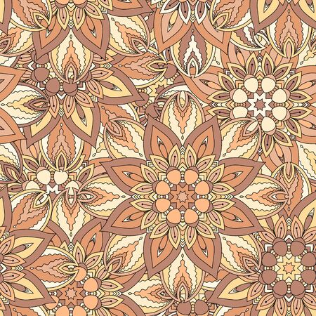 Seamless pattern. Vintage decorative elements. Hand drawn background. Islam, Arabic, Indian, ottoman motifs. Perfect for printing on fabric or paper.の写真素材
