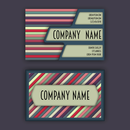 business card template with 3D paper colorful lines backgroundのイラスト素材