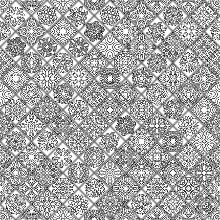 Flower Mandala pattern for coloring book. Black and white ethnic henna pattern.Vintage decorative elements.Islam, Arabic, Indian, moroccan, turkish, pakistan, chinese ottoman motifsのイラスト素材