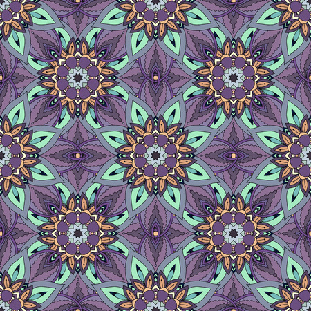 Ornate floral seamless texture, endless pattern with vintage mandala elements. Can be used for wallpaper, pattern fills, web page background, surface textures.Islam, Arabic, Indian, ottoman motifs.のイラスト素材