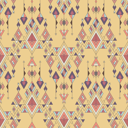Vector Tribal vintage ethnic seamless pattern. Aztec, mexican, navajo, african motif.のイラスト素材