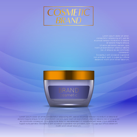 Vector 3D cosmetic illustration on a soft light waves background . Beauty realistic cosmetic product design templateのイラスト素材