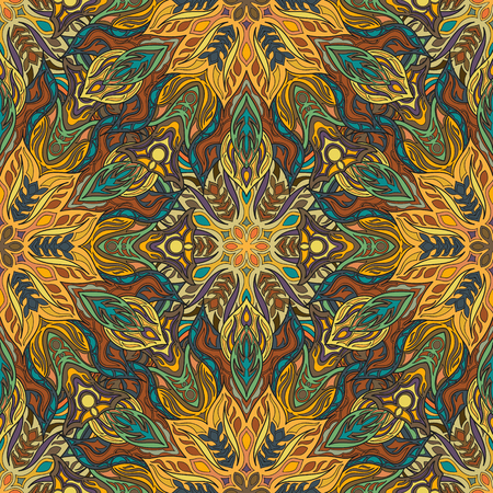 Ornate floral seamless texture, endless pattern with vintage mandala elements. Can be used for wallpaper, pattern fills, web page background, surface textures.Islam, Arabic, Indian, ottoman motifs.のイラスト素材