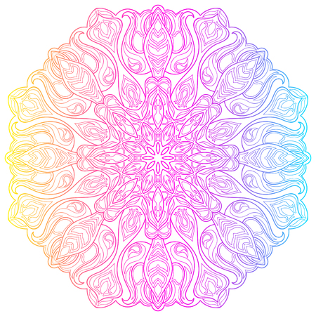 Ethnic colorful floral mandala. Vintage decorative elements. Decor for your design,lace ornament. Oriental pattern, vector illustration. Islam, arabic, indianturkish pakistan chinese ottoman motifのイラスト素材