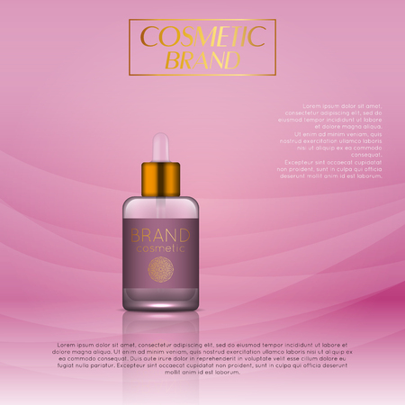 Vector 3D cosmetic illustration on a soft light waves background . Beauty realistic cosmetic product design templateのイラスト素材