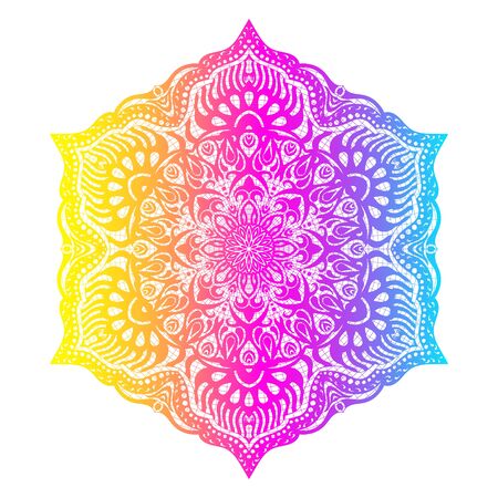 Ethnic colorful floral mandala. Vintage decorative elements. Decor for your design,lace ornament. Oriental pattern, vector illustration.のイラスト素材