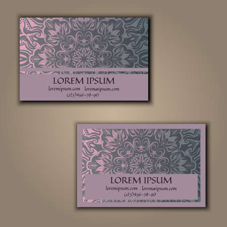 Ornamental floral business cards. Vintage decorative elements.のイラスト素材