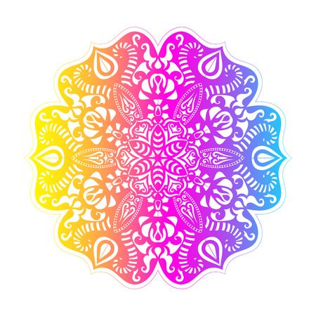 Ethnic colorful floral mandala. Vintage decorative elements. Decor for your design,lace ornament. Oriental pattern, vector illustration. Islam, arabic, indianturkish pakistan chinese ottoman motifのイラスト素材